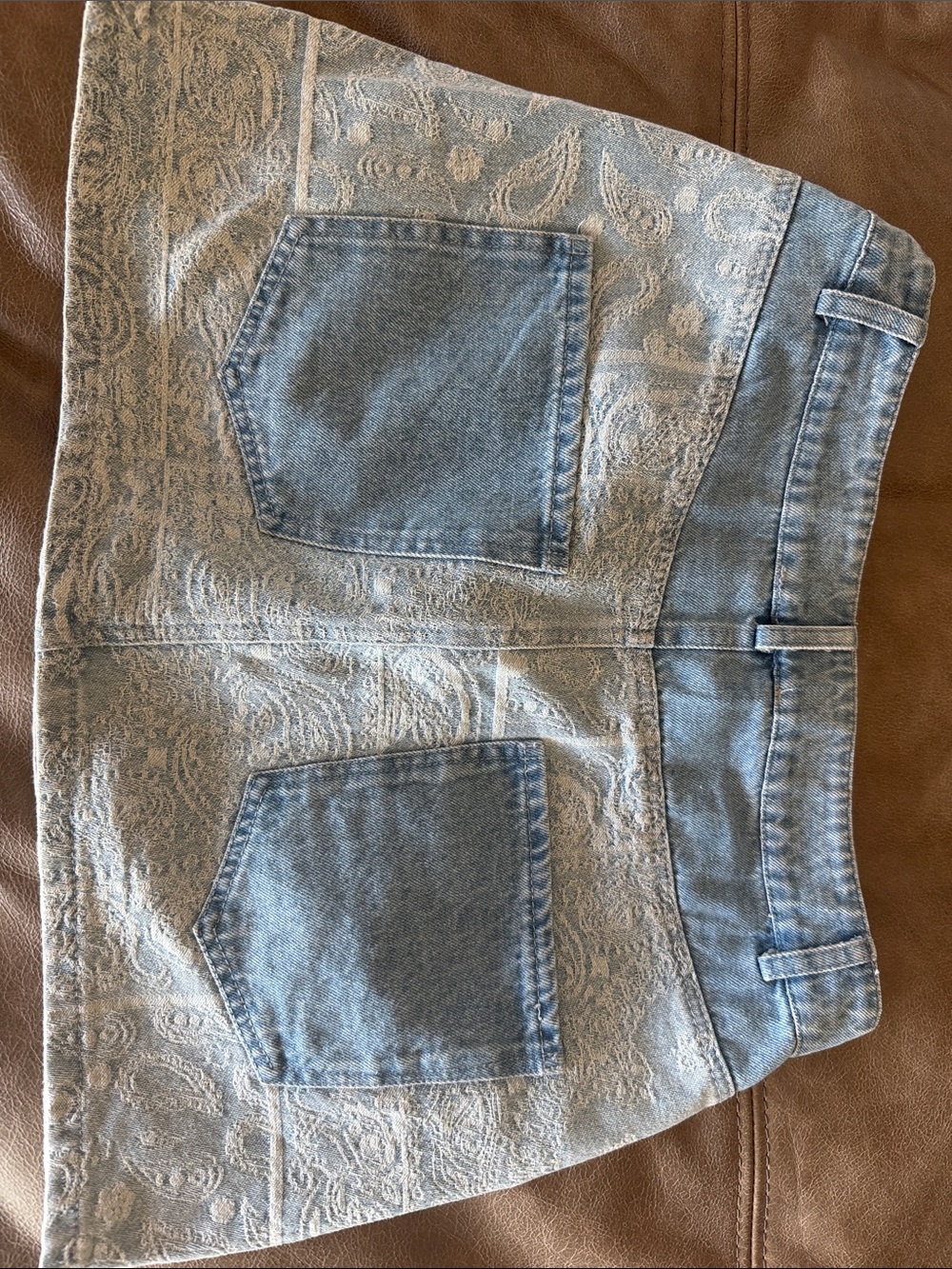 En Saison Light Blue Paisley Denim Women's Skirt S - Picture 3 of 3